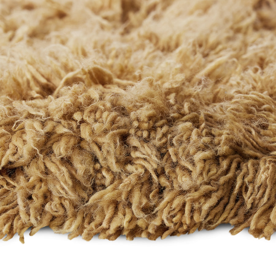 Fluffy Roud Rug, 2m Diameter, Caramel by hkliving