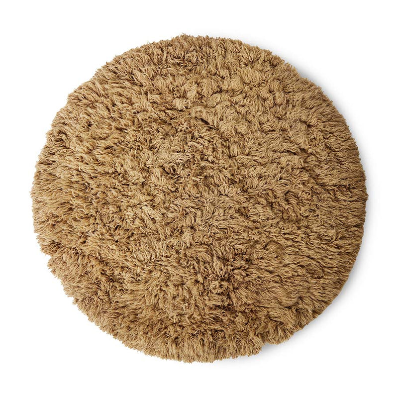 Fluffy Roud Rug, 2m Diameter, Caramel by hkliving