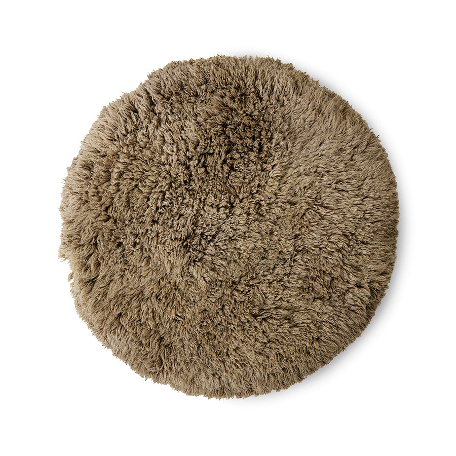 Fluffy Roud Rug, 1.5m, Sage Green by hkliving