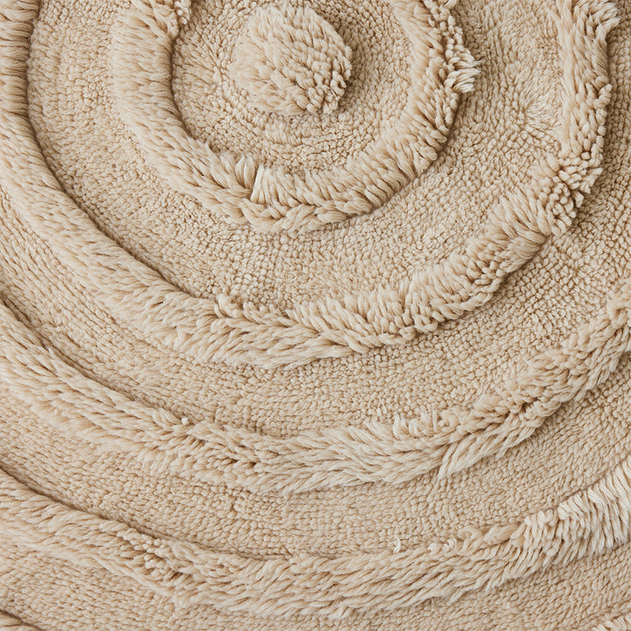 Cream Round Woollen Rug, 1.5m Diameter from hkliving