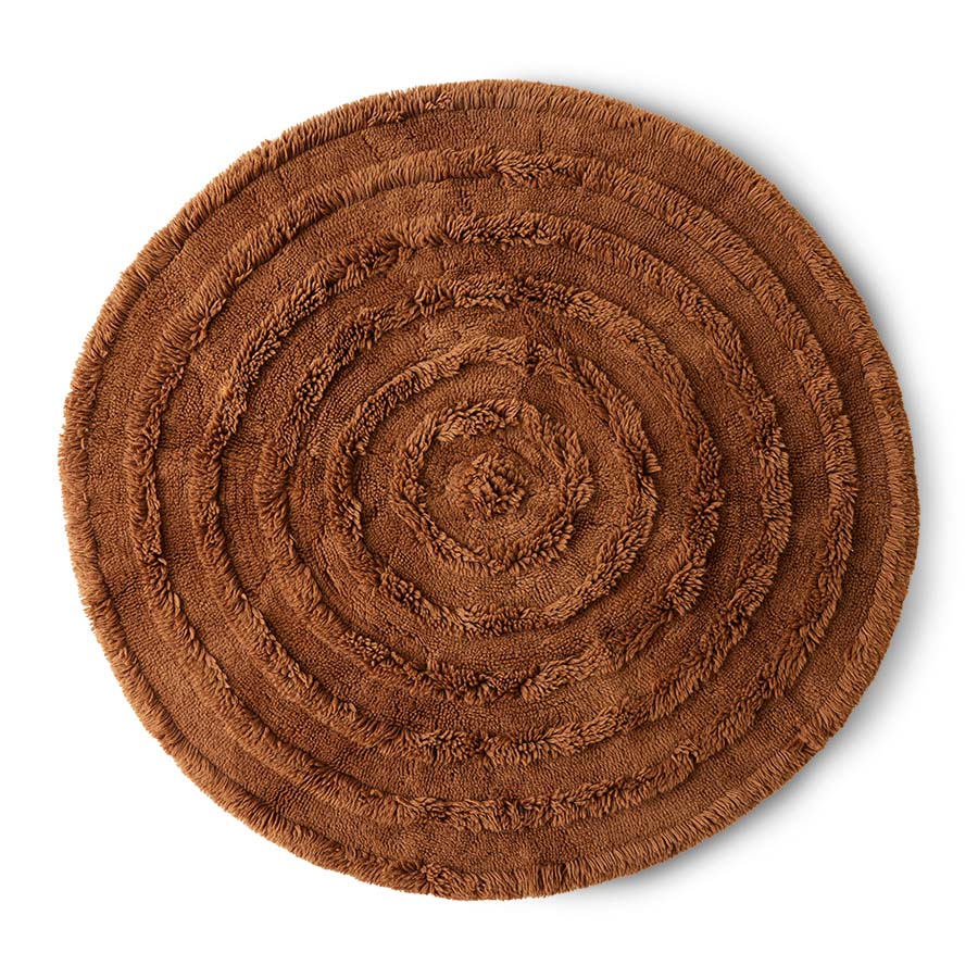 Mahogany Brown Round Woollen Rug, 1.5m Diameter from hkliving