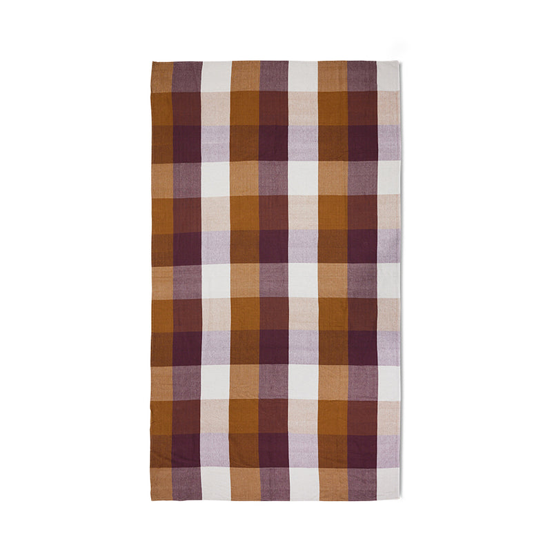 Vida Check Table Cloth, Amber Burgundy and Purple by hkliving