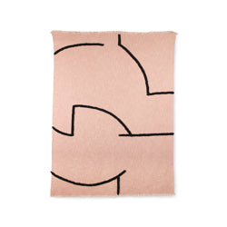 Soft Woven Throw Nude, With Black Tufted Lines