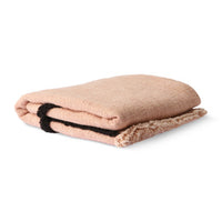 Soft Woven Throw Nude, With Black Tufted Lines