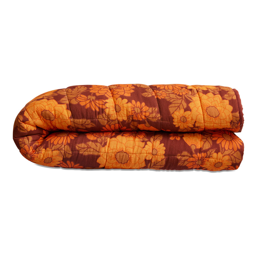 Quilted Bedspread, Floral, Orange Red, hkliving