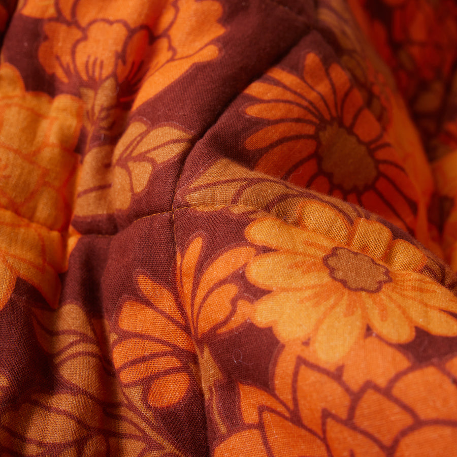 Quilted Bedspread, Floral, Orange Red, hkliving