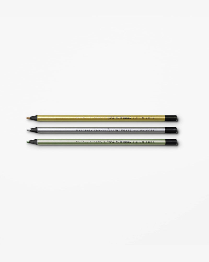 metallic gold silver and champagne pencils by Printworks in a 3-pack set
