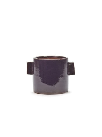 FLOWER POT M GLAZED AUBERGINE