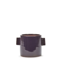 FLOWER POT M GLAZED AUBERGINE