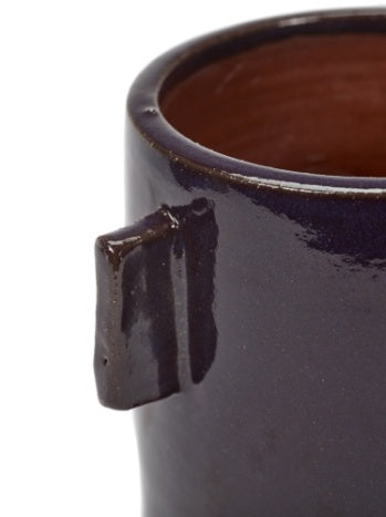 FLOWER POT M GLAZED AUBERGINE