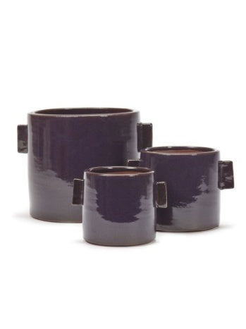 FLOWER POT M GLAZED AUBERGINE