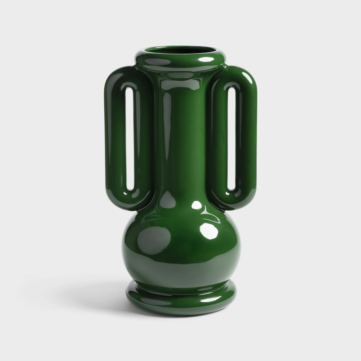 Vase Amfora Green by &klevering with glossy glaze and handles
