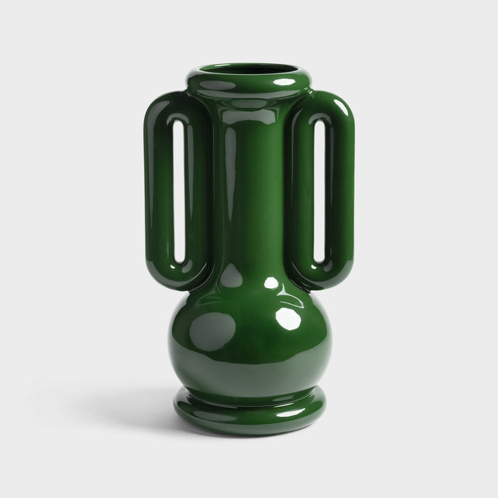 Vase Amfora Green by &klevering with glossy glaze and handles