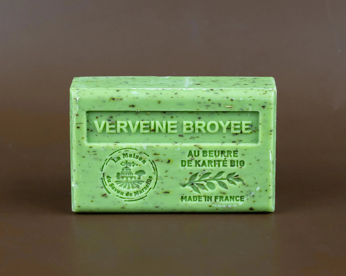 Verbena Broyée exfoliating lemon verbena French soap with organic shea butter by La Maison du Savon de Marseille, 125g