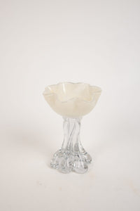 Verna off-white glass votive with wavy rim by Olsson & Jensen, 17 cm