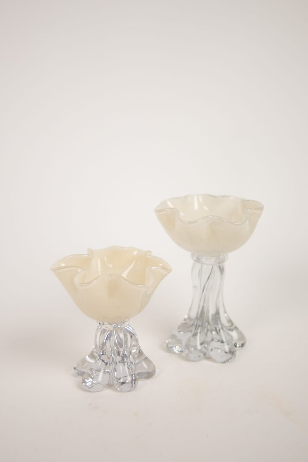Verna off-white glass votives by Olsson & Jensen in 13 cm and 17 cm