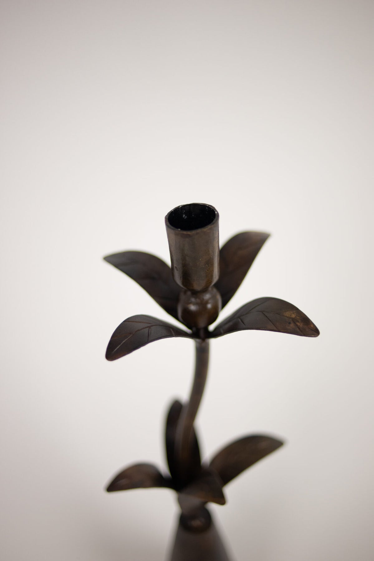 Close-up of the flower-shaped cup on the Vireo candlestick by Olsson & Jensen