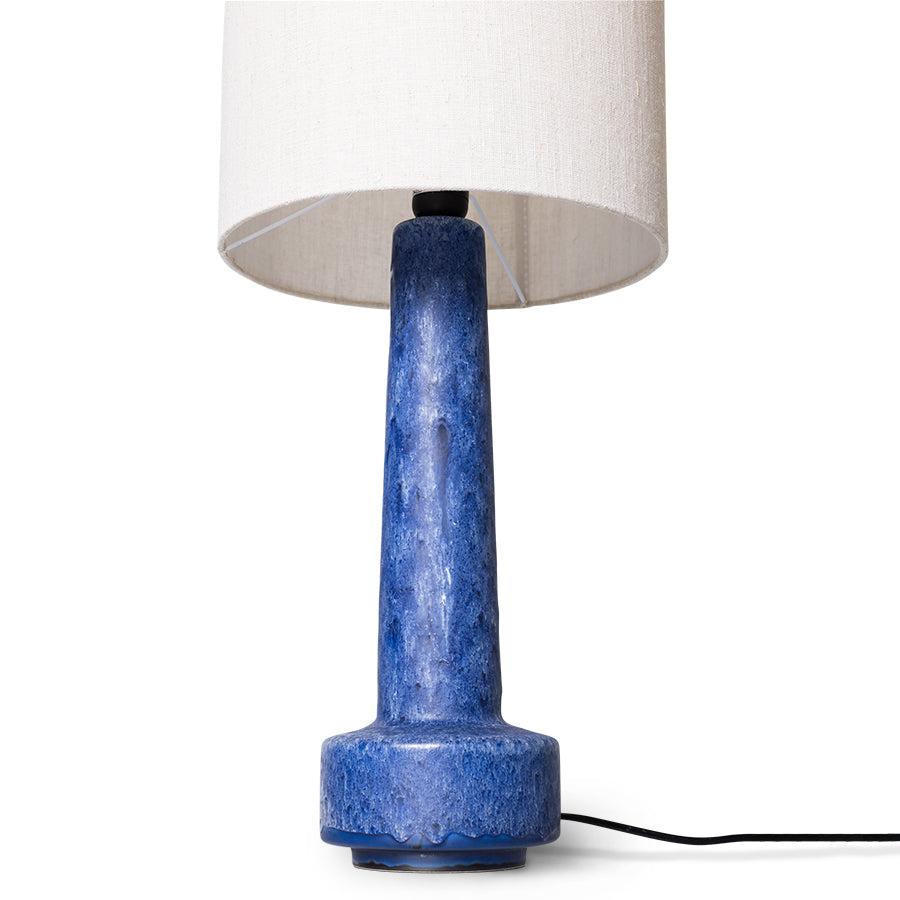 HKLIVING natural linen cylinder lamp shade fitted on a maroon speckled ceramic lamp base, alternate view