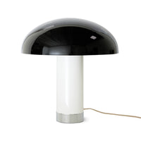 HKLIVING monochrome lounge table lamp, black glossy shade and white column, shown against a white background