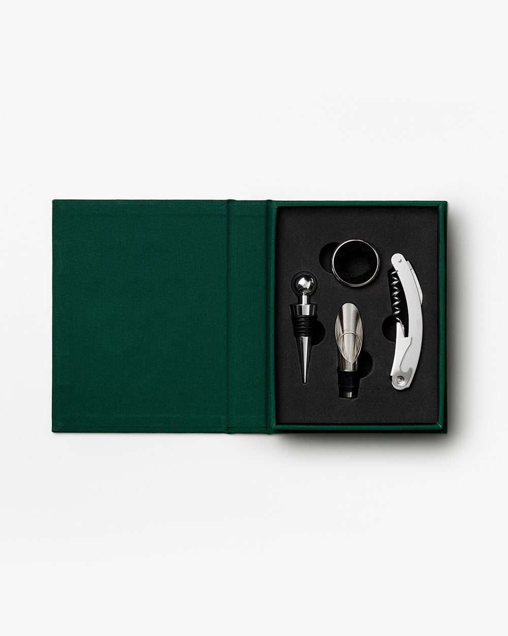 Wine Tools set in green book-style box