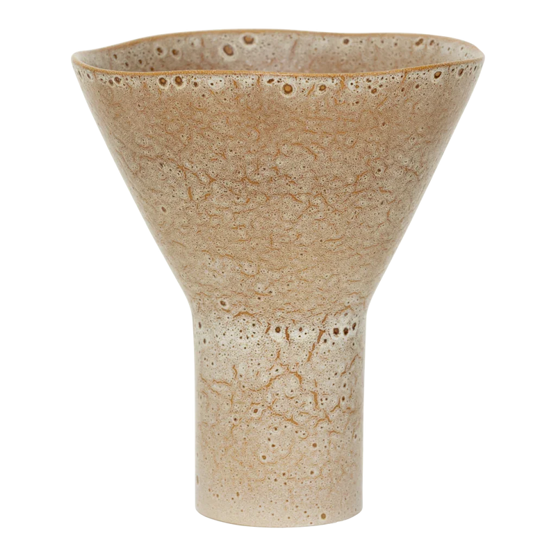 Yaro funnel-shaped vase in sand beige crackle glaze by Urban Nature Culture