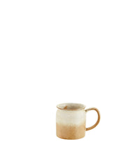 artisan stoneware mug in beige and cream glaze, 8x8cm
