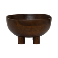 Zeno hand-carved mango wood bowl on four feet, in dark brown by Urban Nature Culture