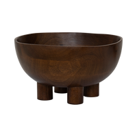 Zeno dark brown footed serving bowl from the side