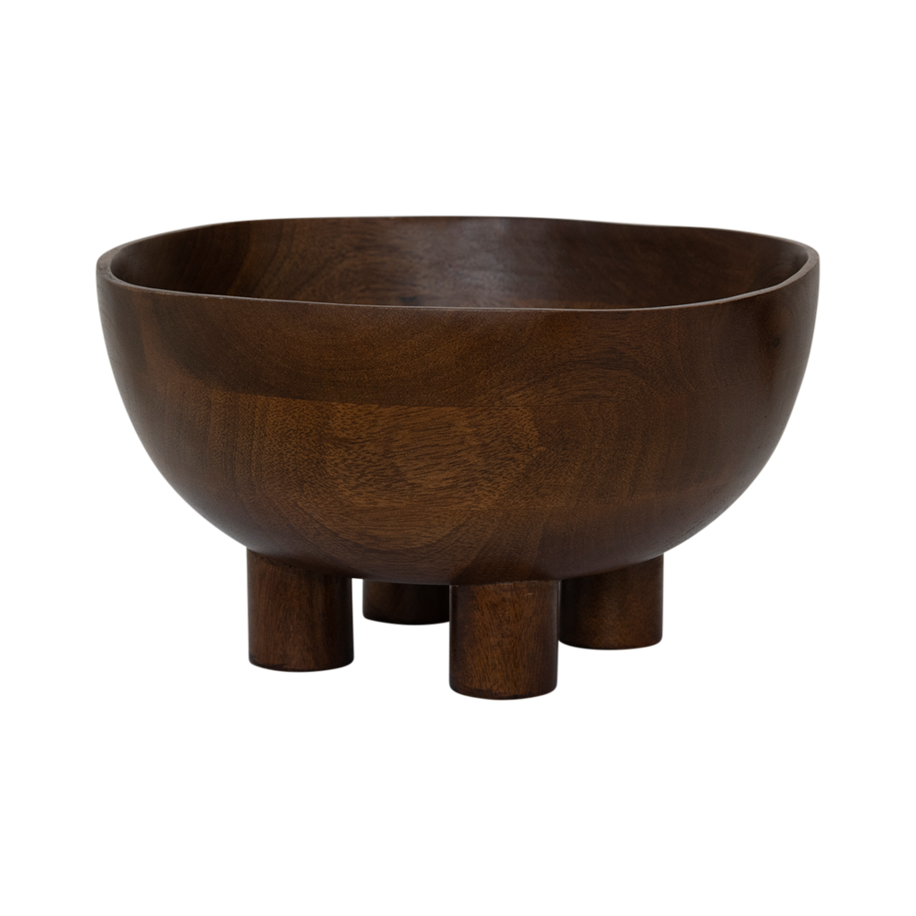 Zeno dark brown footed serving bowl from the side
