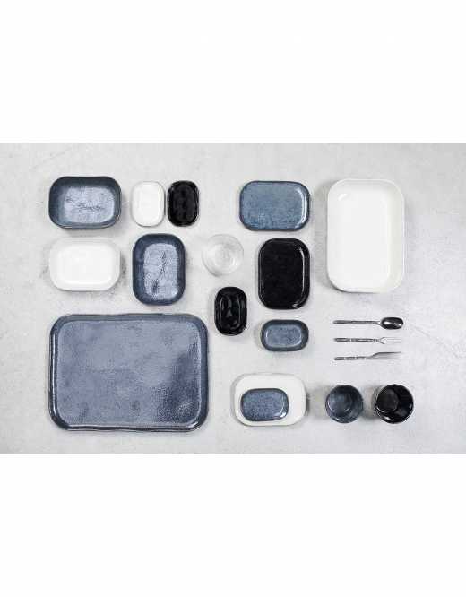 Rectangular Plate Merci No.2 Dark Blue