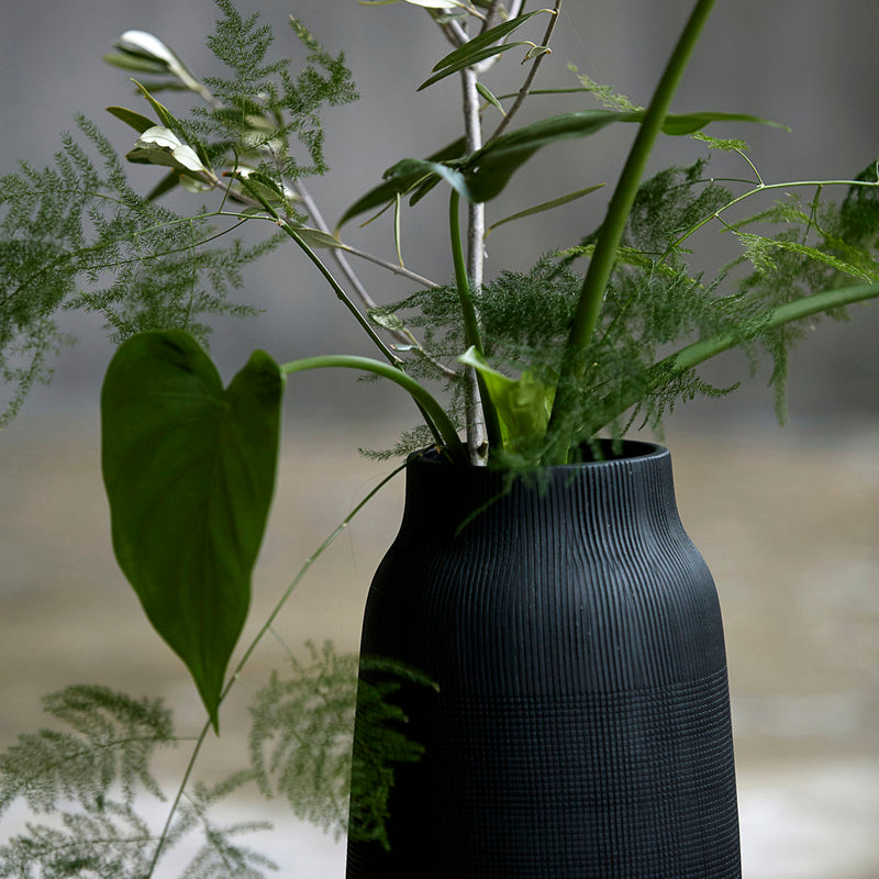 Vase Groove Black L