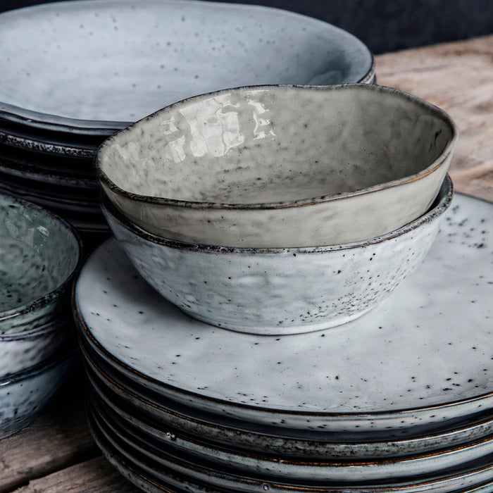 Rustic Ceramic Breakfast Bowl Grey/Blue