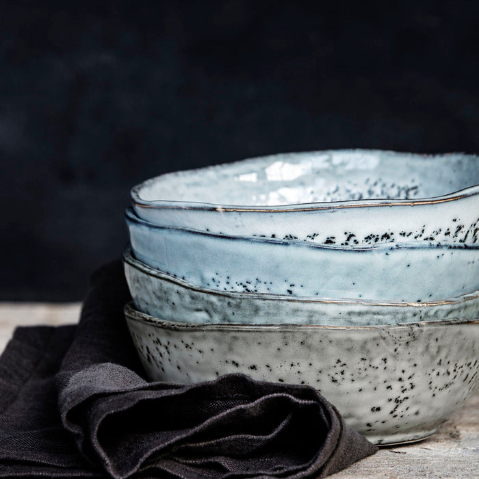 Rustic Ceramic Breakfast Bowl Grey/Blue