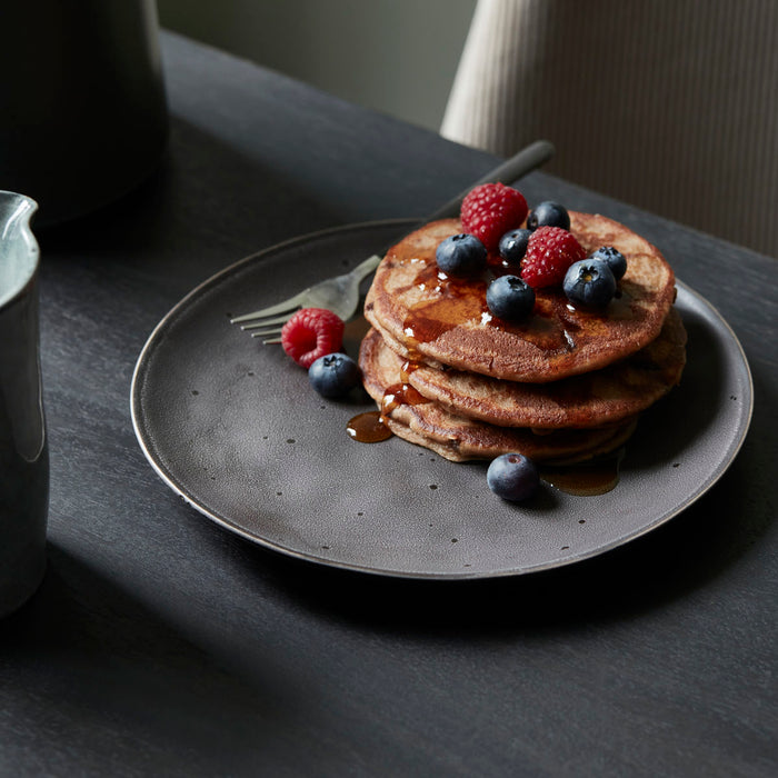 Rustic Ceramic Cake Plate Dark Grey