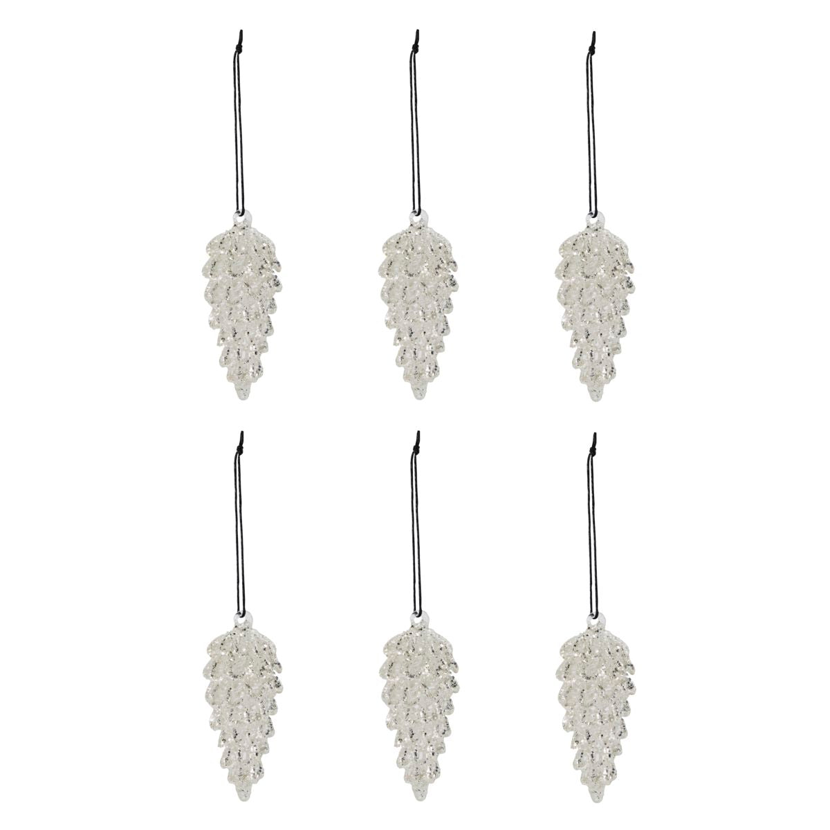 Cone Silver Ornament  L Set of 6