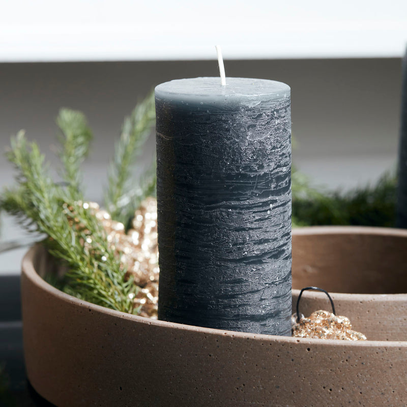 Pillar candle, Rustic Wax, Dark Grey