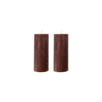 Pillar Candle Rustic Wax Cognac (Set of 2)