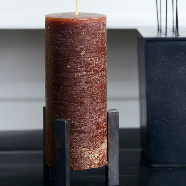 Pillar Candle Rustic Wax Cognac (Set of 2)