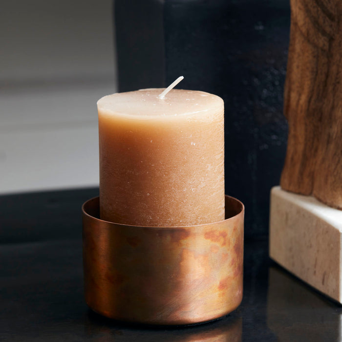 Pillar Candle Rustic Wax Camel (Set of 2) Small