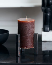 Pillar Candle Rustic Wax Cognac (Set of 2) Small