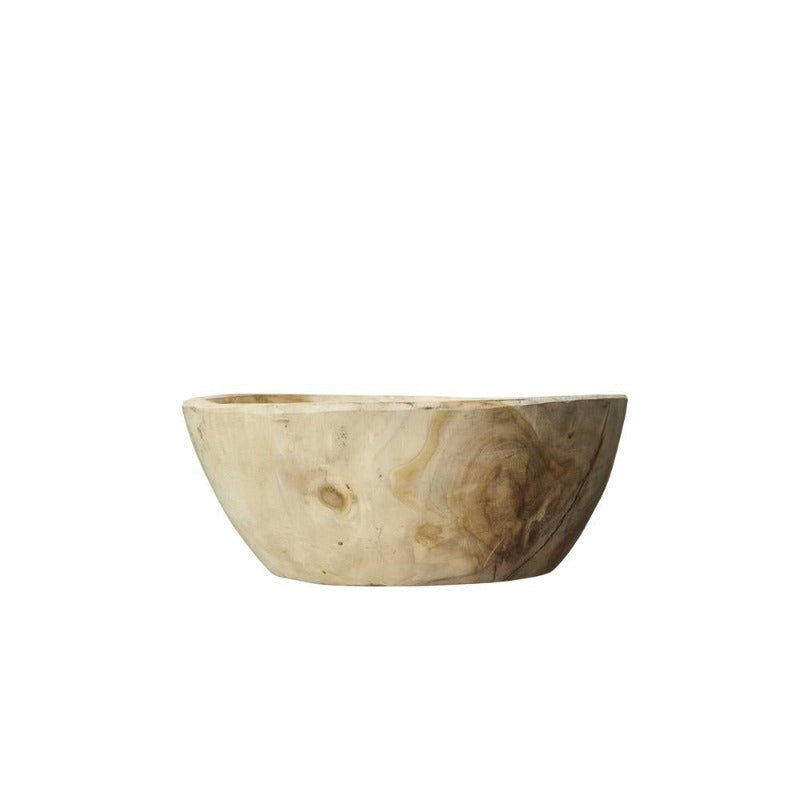 wooden bowl by itself, light wood