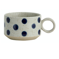 Grainy Tea Cup w Handle Sand/Dark Blue