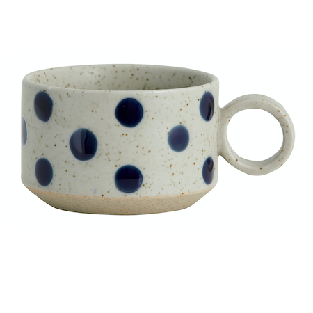 Grainy Tea Cup w Handle Sand/Dark Blue