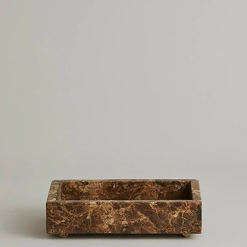 Ayu Marble Tray Small Rectangular Brown