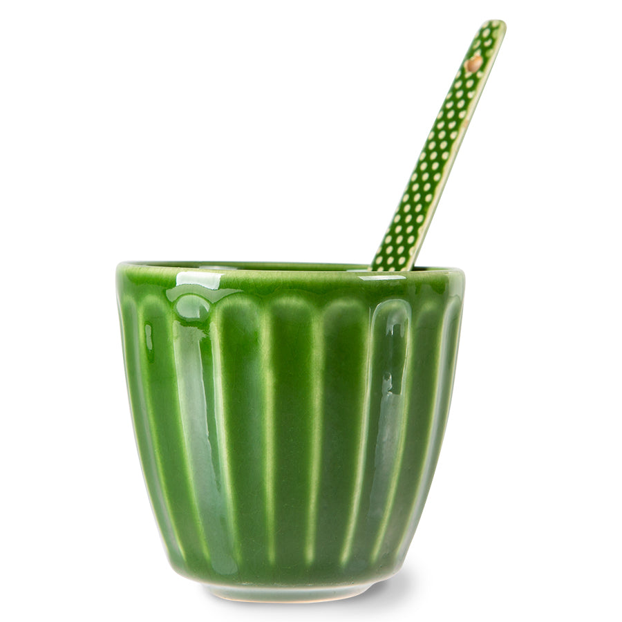 The Emeralds Ceramic Mug Ribbed Green (Set Of 4)