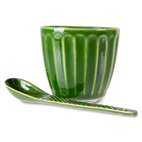 The Emeralds Ceramic Mug Ribbed Green (Set Of 4)