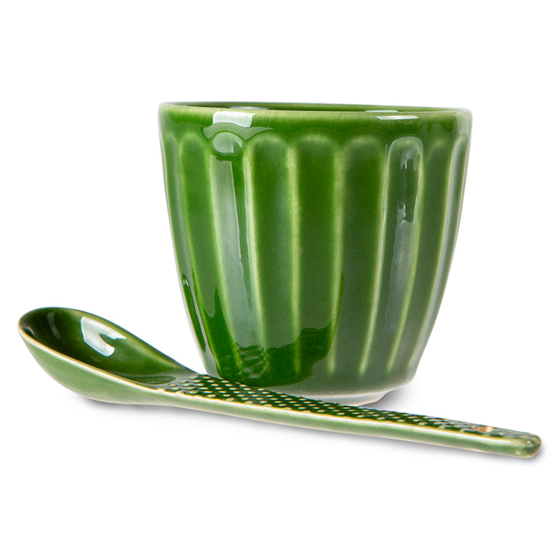 The Emeralds Ceramic Mug Ribbed Green (Set Of 4)