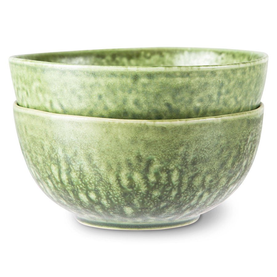 Ceramic Bowl Organic Green (set of 2)