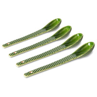 the emeralds: Ceramic Spoon Textured Green (set of 4)