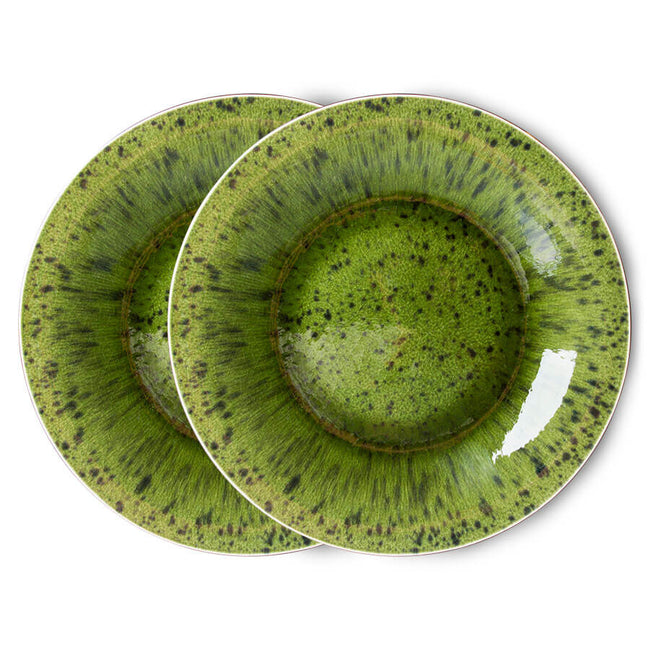 the emeralds: Ceramic Dinner Plate Spotted Green (set of 2)